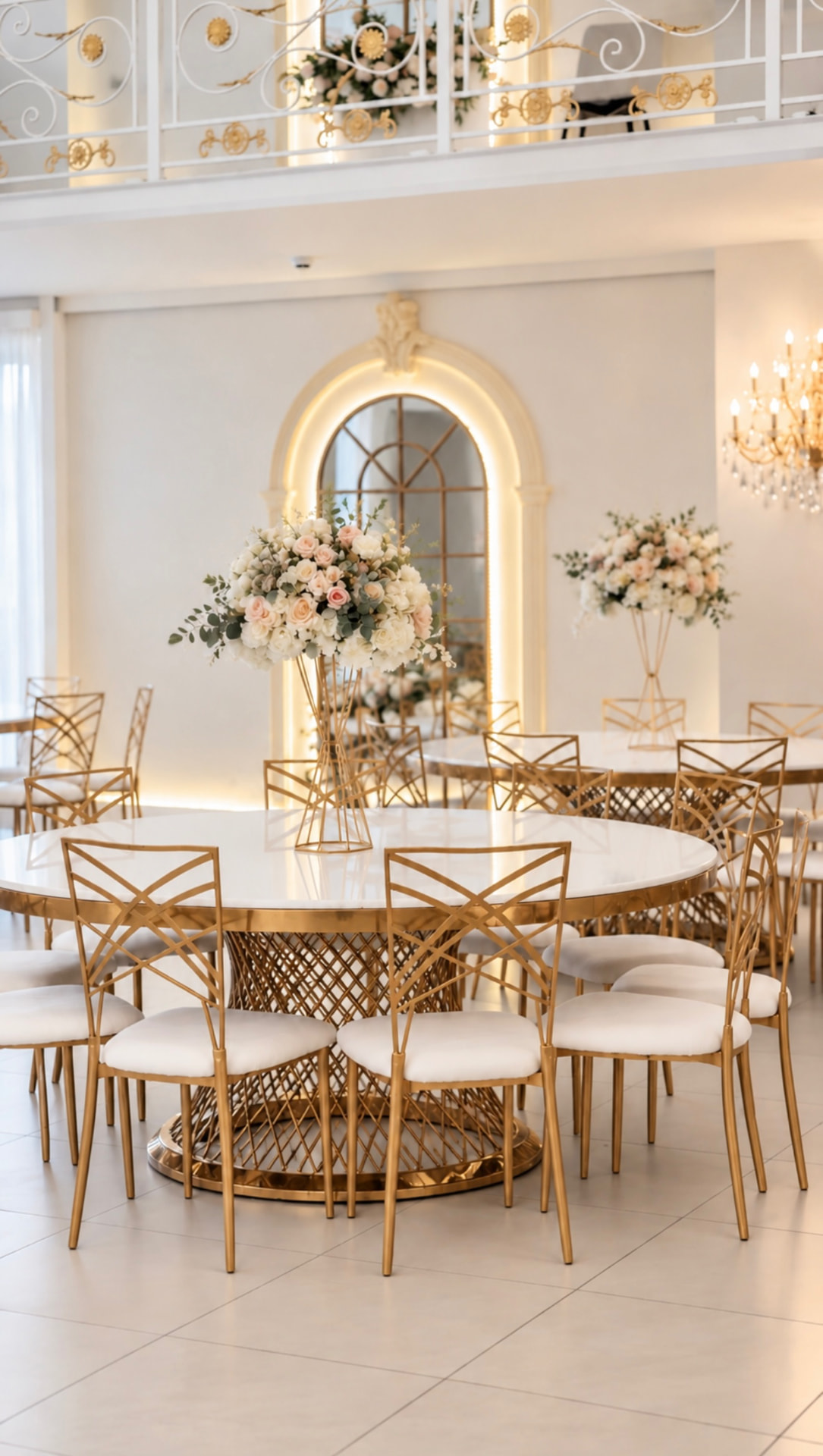 Gedekte ronde tafel met bloemstuk in WOW Feestzaal